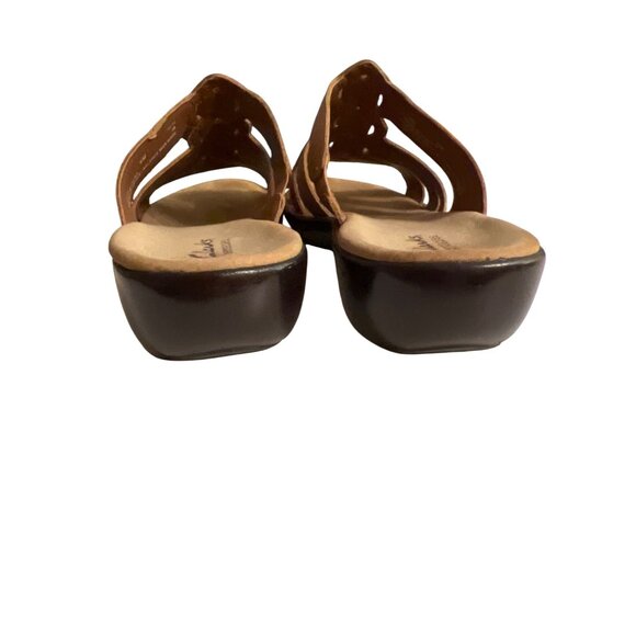 Clarks Bendables Ina Honey Tan Leather Sandals Shoes Strappy Open Toe Sz 6 - Picture 5 of 9